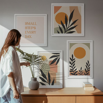 Set of 4 wall art pieces Abstract plant motifs