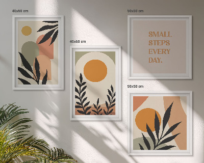 Set of 4 wall art pieces Abstract plant motifs