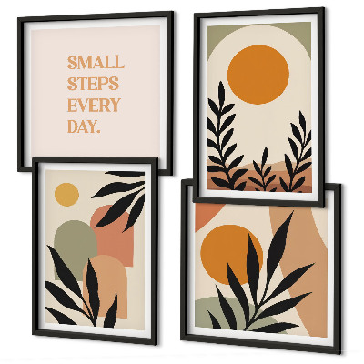 Set of 4 wall art pieces Abstract plant motifs