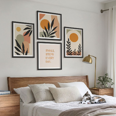 Set of 4 wall art pieces Abstract plant motifs