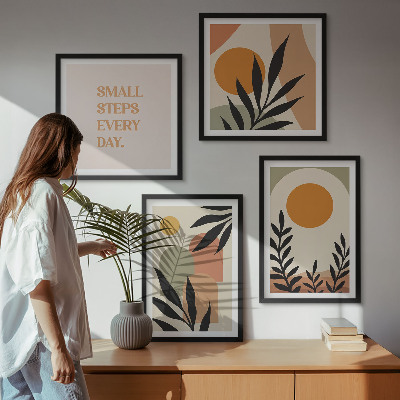 Set of 4 wall art pieces Abstract plant motifs