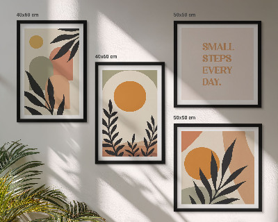 Set of 4 wall art pieces Abstract plant motifs