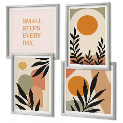 Set of 4 wall art pieces Abstract plant motifs