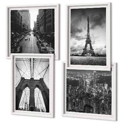 Wall art set Monochromatic bridge towers