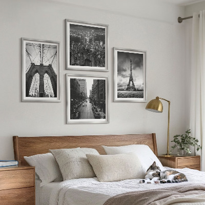 Wall art set Monochromatic bridge towers