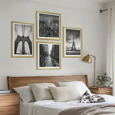 Monochromatic bridge towers wall art set 