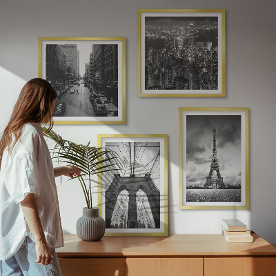 Wall art set Monochromatic bridge towers