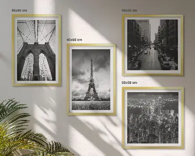 Monochromatic bridge towers wall art set 