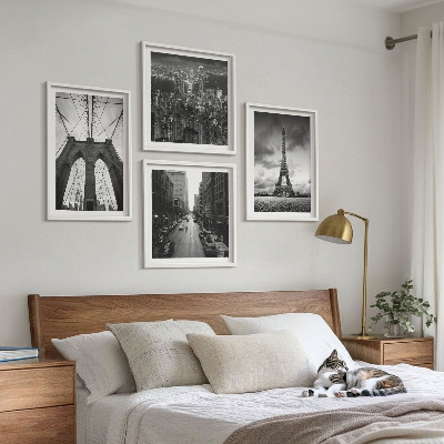 Wall art set Monochromatic bridge towers