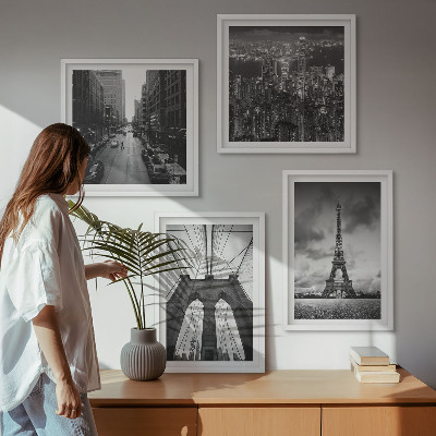 Wall art set Monochromatic bridge towers