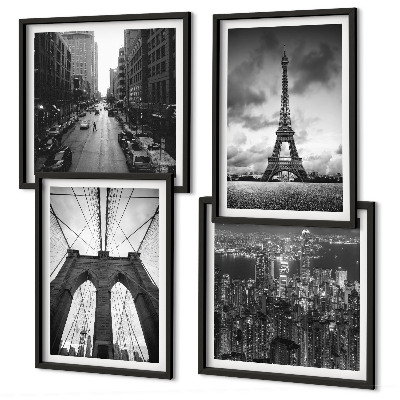 Wall art set Monochromatic bridge towers