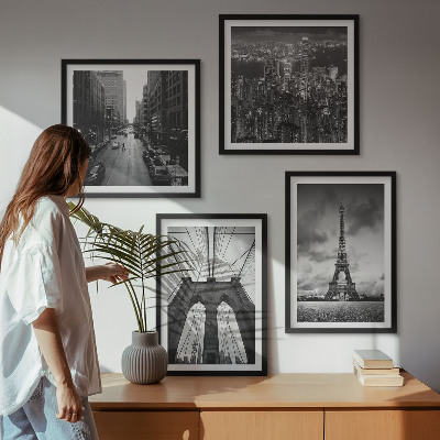 Wall art set Monochromatic bridge towers
