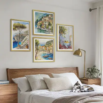 Italian towns watercolor wall art set of 4 pieces