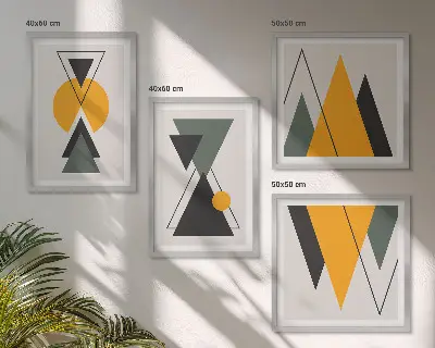 Abstract geometry shapes multi-piece wall decor set