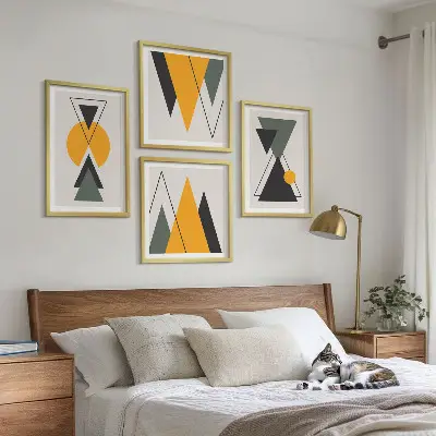 Abstract geometry shapes multi-piece wall decor set