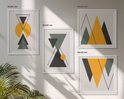 Abstract geometry shapes multi-piece wall decor set