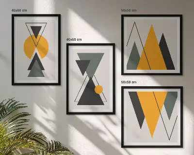 Abstract geometry shapes multi-piece wall decor set
