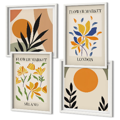 Wall art set Floral Posters Paris Milan