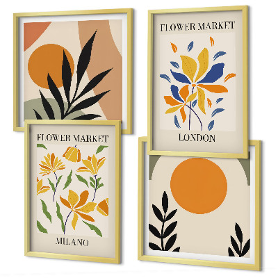 Wall art set Floral Posters Paris Milan