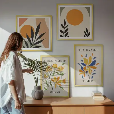 Wall art set floral posters featuring Paris and Milan