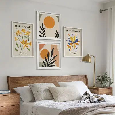 Wall art set floral posters featuring Paris and Milan