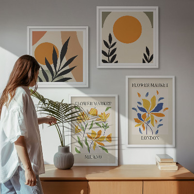 Wall art set Floral Posters Paris Milan
