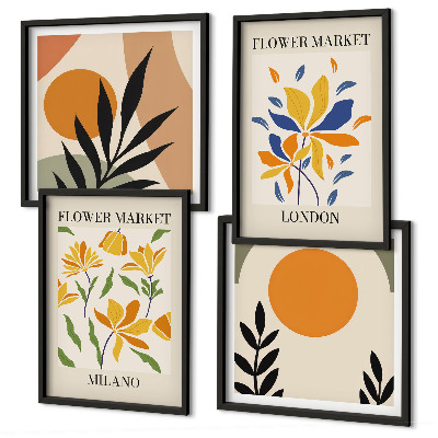 Wall art set Floral Posters Paris Milan