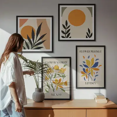 Wall art set floral posters featuring Paris and Milan