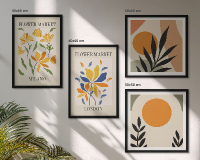 Wall art set Floral Posters Paris Milan