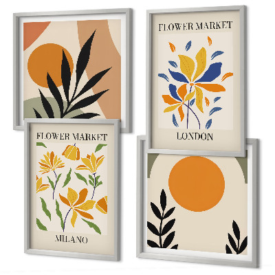 Wall art set Floral Posters Paris Milan