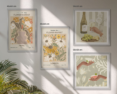 Set of 4 wall art pieces Floral patterns from European cities