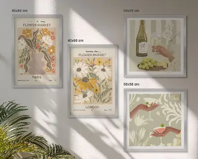 Floral patterns from European cities set of 4 wall art pieces