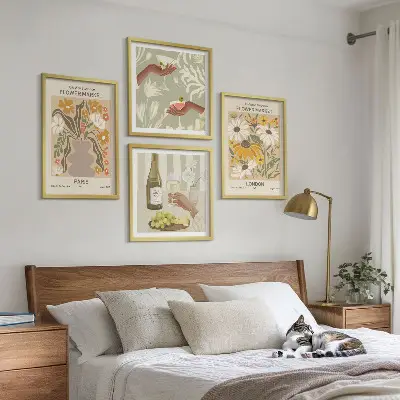Floral patterns from European cities set of 4 wall art pieces