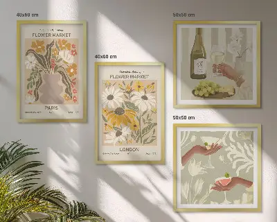 Floral patterns from European cities set of 4 wall art pieces