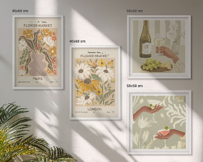 Set of 4 wall art pieces Floral patterns from European cities