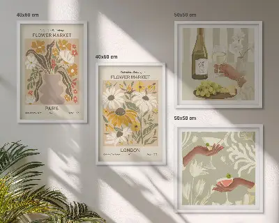 Floral patterns from European cities set of 4 wall art pieces
