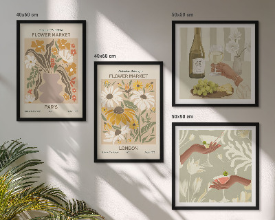 Set of 4 wall art pieces Floral patterns from European cities