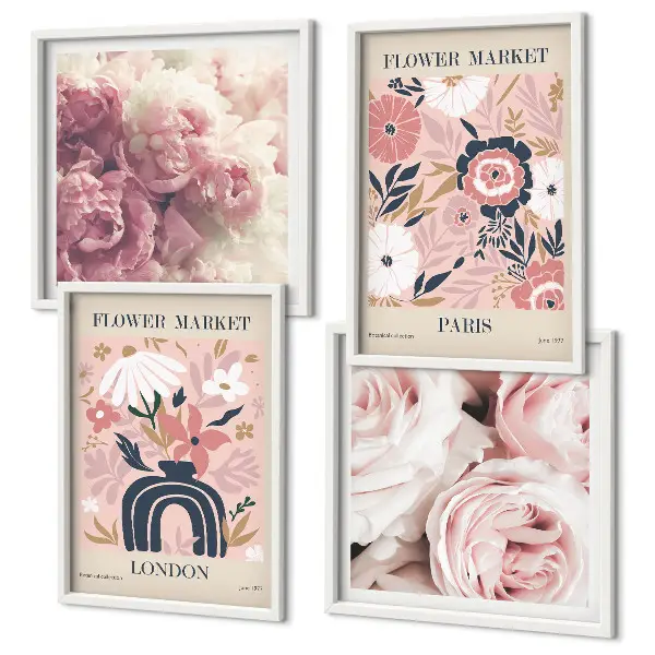 Multi-piece wall decor set floral roses Paris theme