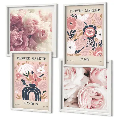 Multi-piece wall decor set floral roses Paris theme