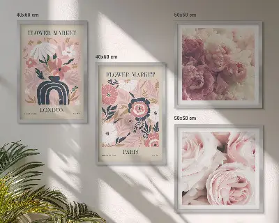 Multi-piece wall decor set floral roses Paris theme