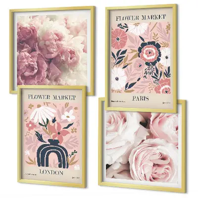 Multi-piece wall decor set floral roses Paris theme