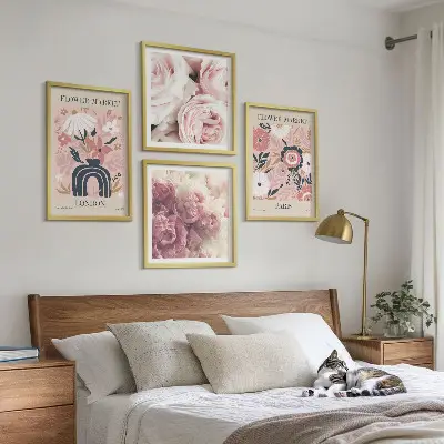 Multi-piece wall decor set floral roses Paris theme