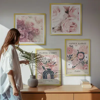 Multi-piece wall decor set floral roses Paris theme