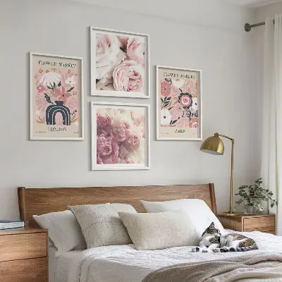 Multi-piece wall decor set floral roses Paris theme