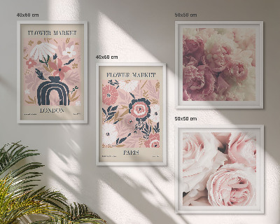 Multi-piece wall decor set Floral motifs roses Paris