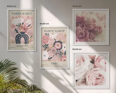 Multi-piece wall decor set floral roses Paris theme
