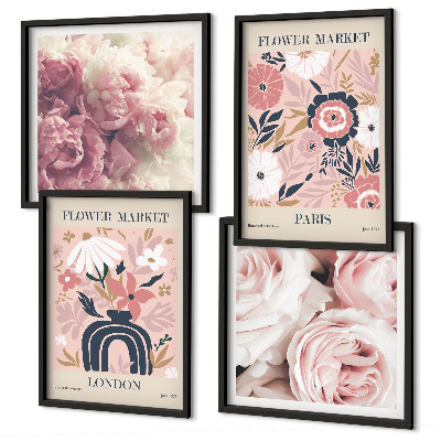 Multi-piece wall decor set Floral motifs roses Paris
