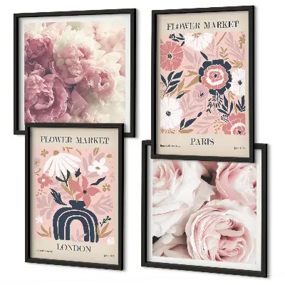 Multi-piece wall decor set floral roses Paris theme