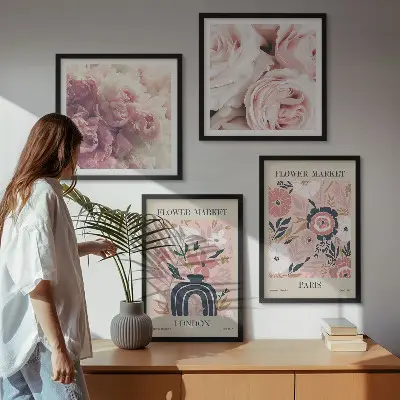 Multi-piece wall decor set floral roses Paris theme