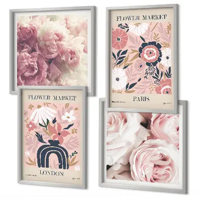 Multi-piece wall decor set floral roses Paris theme